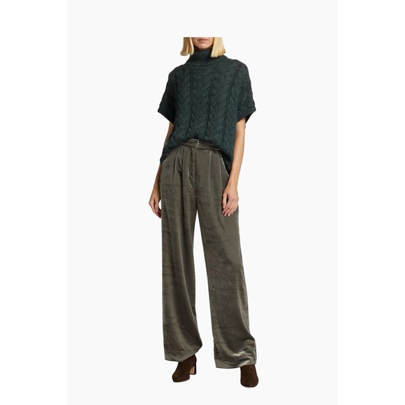 Splendid Pants - Splendid Women's Green Irene Pants Size 10 wild legs soft velvet high waist pant